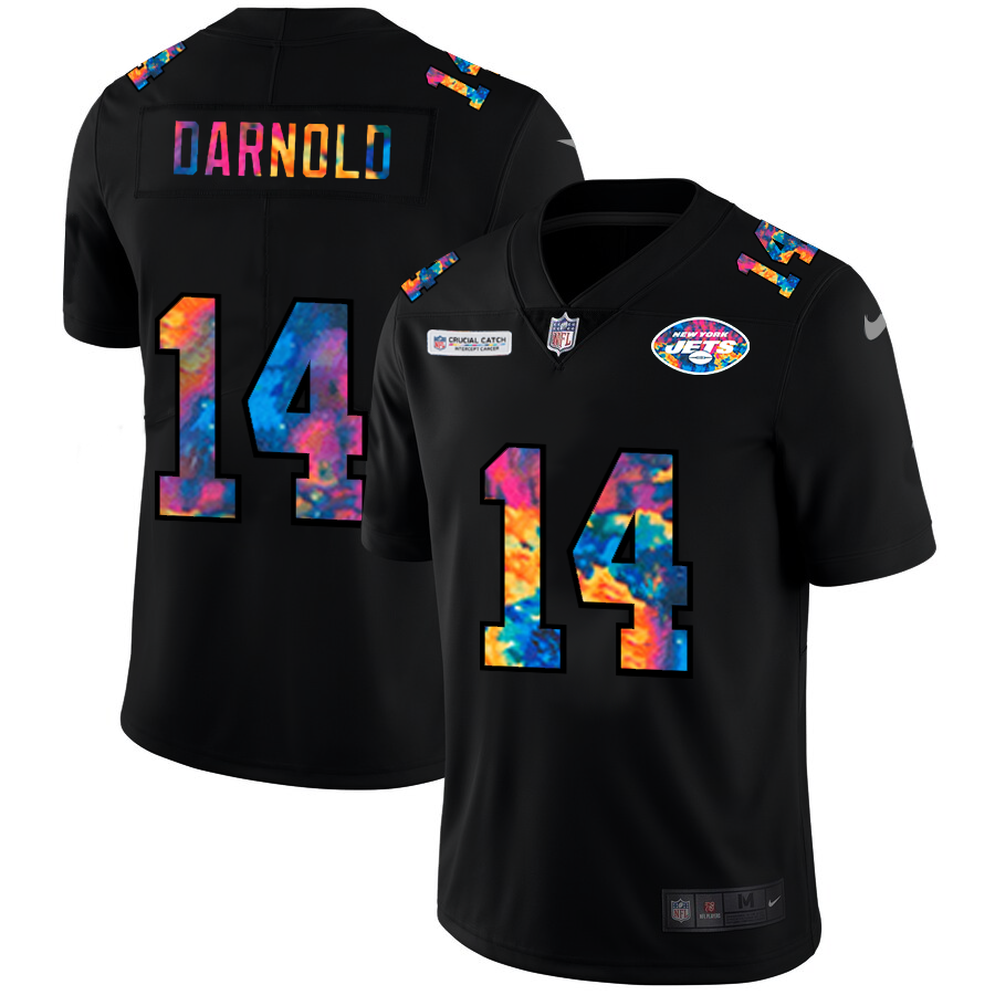 NFL New York Jets #14 Sam Darnold Men Nike MultiColor Black 2020 Crucial Catch Vapor Untouchable Limited Jersey->new york jets->NFL Jersey